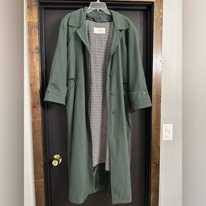 Vintage Jones New York Women’s Olive Trench Coat w/ Zip Shell Sz 8R